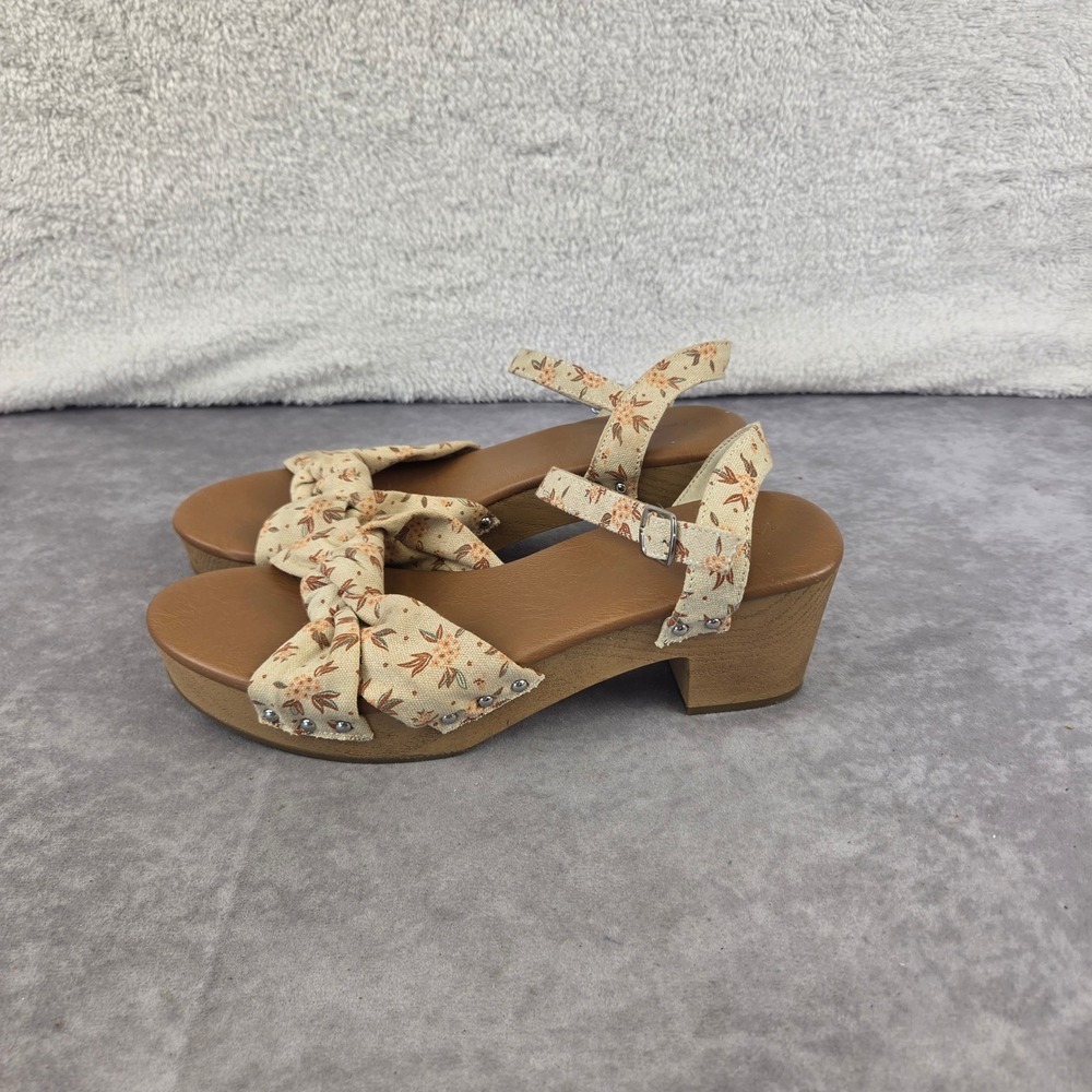 Universal Thread Womens Floral Knot Platform Wedge Sandals Cream Tan Size 10